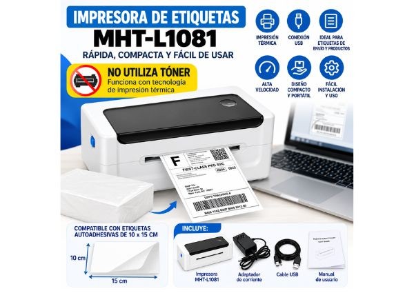 &ua IMPRESORA TERMICA BLUETOOTH 10x15 CM MHT-L1081